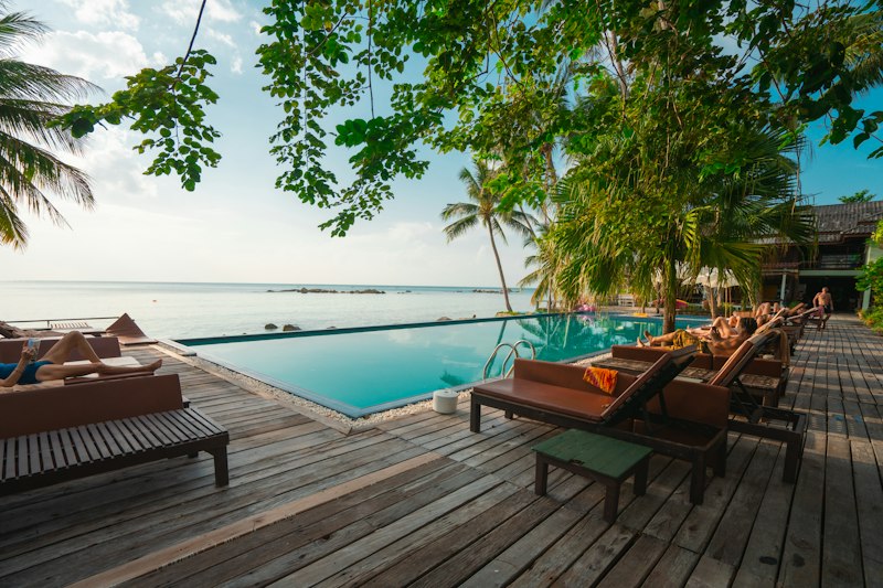 Villa pool sunset